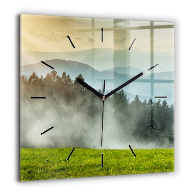 Pendule carrée en verre 60x60 cm Paysage de montagne