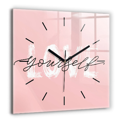 Pendule carrée en verre 60x60 cm Inscription 