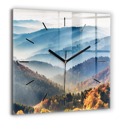 Horloge murale carrée 60x60 cm Paysage de montagne