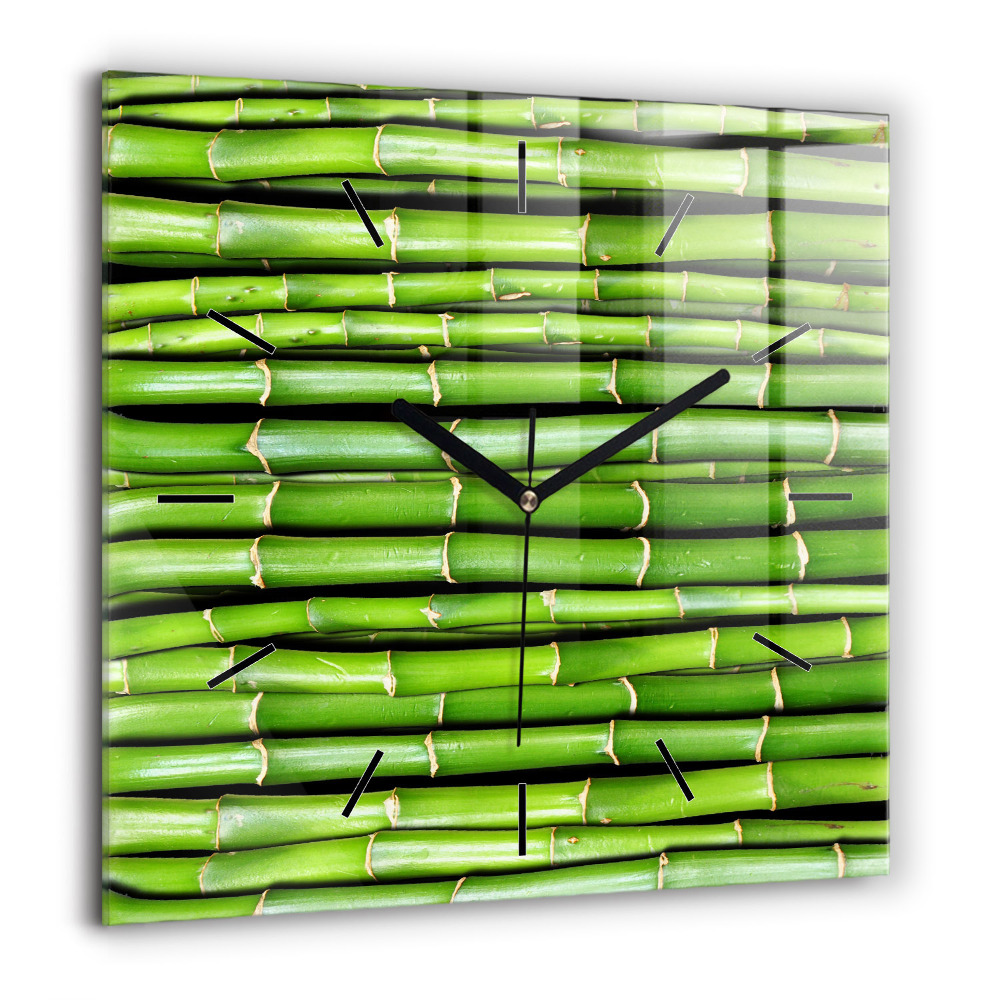 Pendule carrée en verre 60x60 cm Bambou asiatique