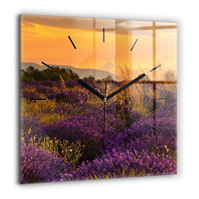 Horloge murale carrée 60x60 cm Prairie de lavande France