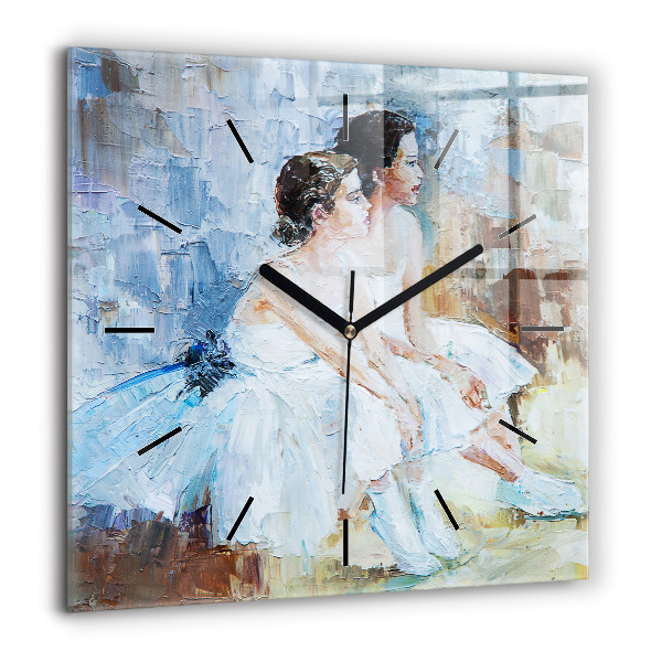 Horloge carrée en verre 60x60 cm Jeunes ballerines