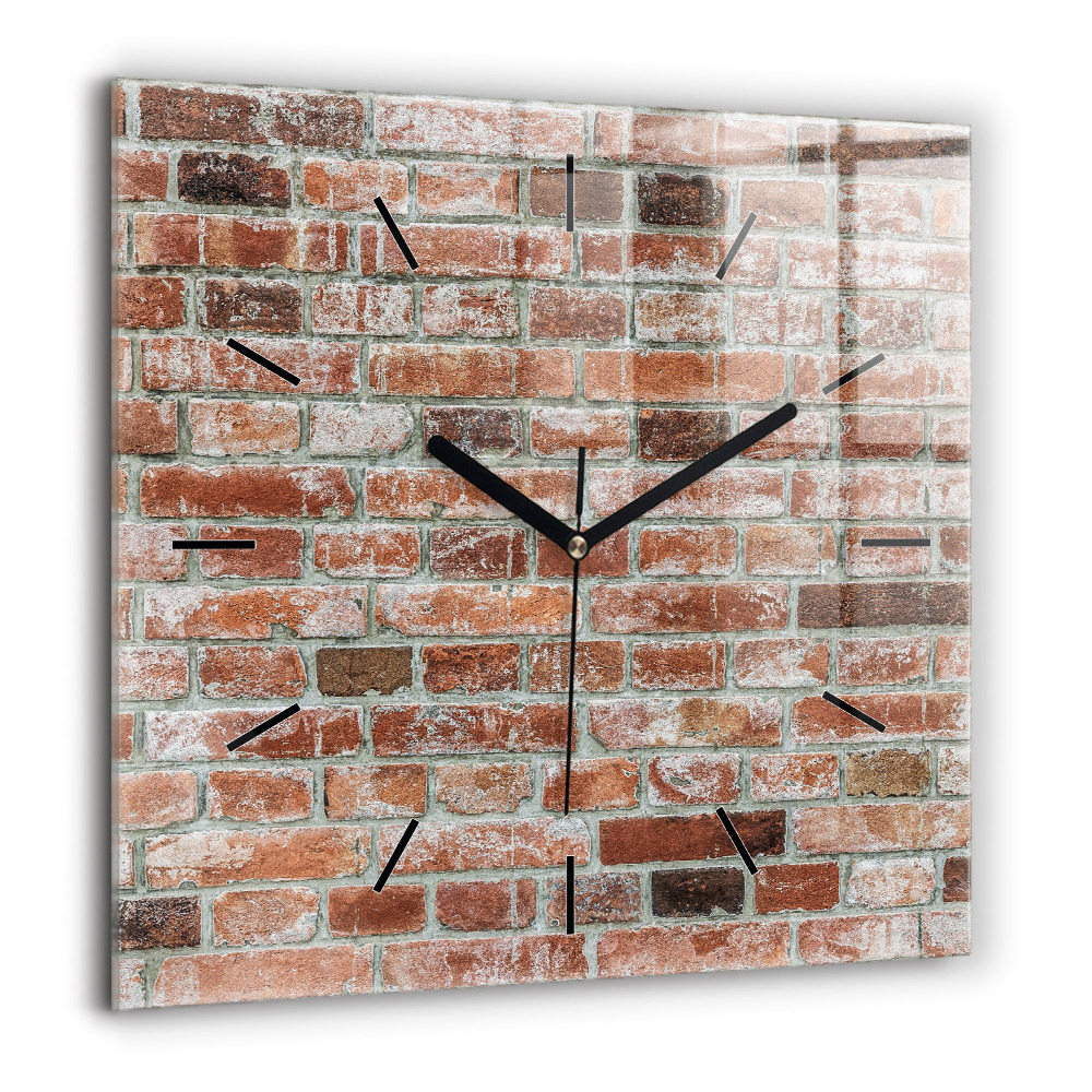 Pendule carrée en verre 60x60 cm Mur de briques