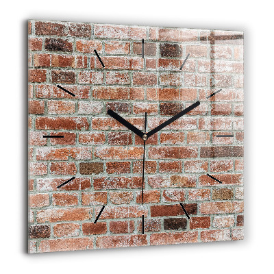Pendule carrée en verre 60x60 cm Mur de briques