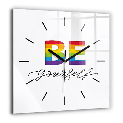 Horloge murale carrée 60x60 cm Inscription 