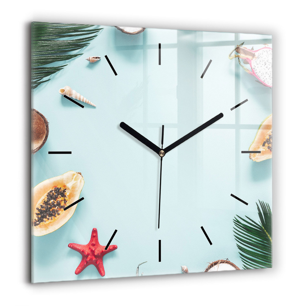 Horloge murale carrée 60x60 cm Composition d'été