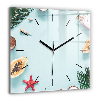 Horloge murale carrée 60x60 cm Composition d'été