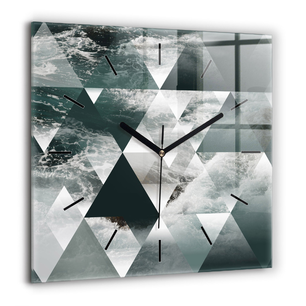 Pendule carrée en verre 60x60 cm Vagues de mer abstraites