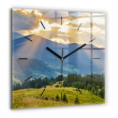 Horloge murale carrée 60x60 cm Paysage avec forêts