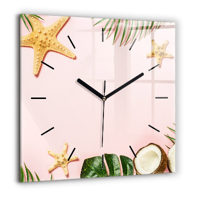 Horloge carrée en verre 60x60 cm Ambiance estivale