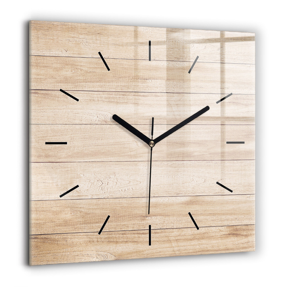 Horloge carrée en verre 60x60 cm Texture en bois
