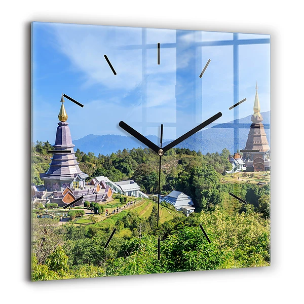 Horloge murale carrée 60x60 cm Parc national de Chiang mai