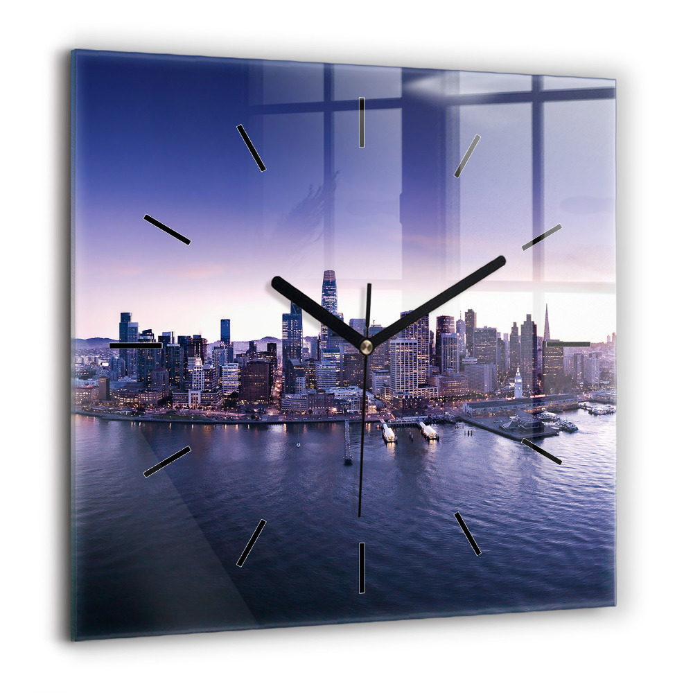 Pendule carrée en verre 60x60 cm Vue de San Francisco