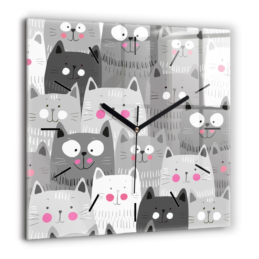 Horloge murale carrée 60x60 cm Motif avec des chats