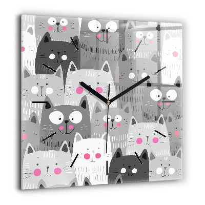 Horloge murale carrée 60x60 cm Motif avec des chats
