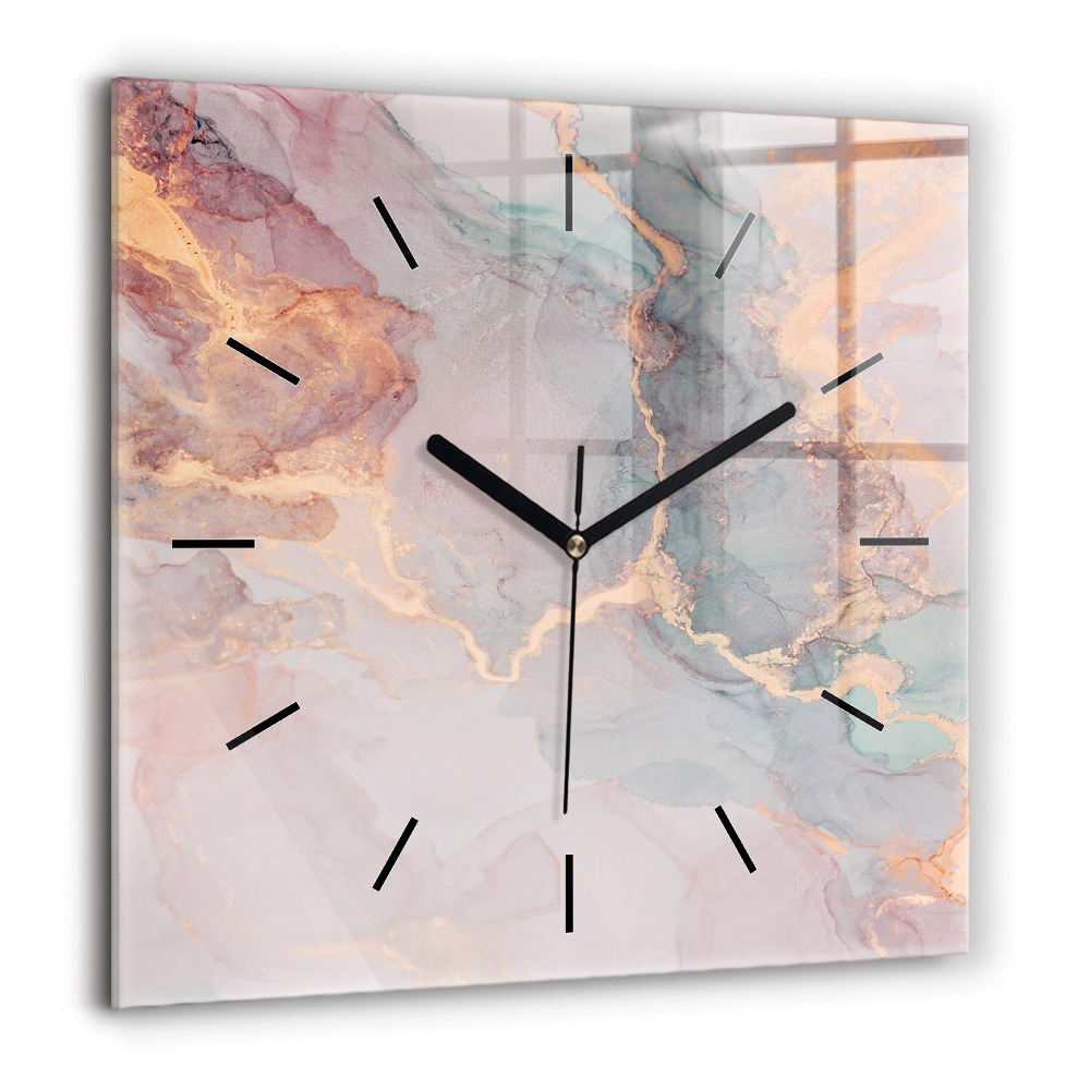 Pendule carrée en verre 60x60 cm Texture de marbre