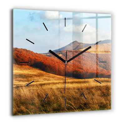 Horloge murale carrée 60x60 cm Paysage de montagne