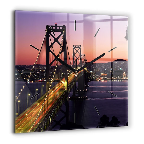 Horloge carrée en verre 60x60 cm Coucher de soleil aux USA