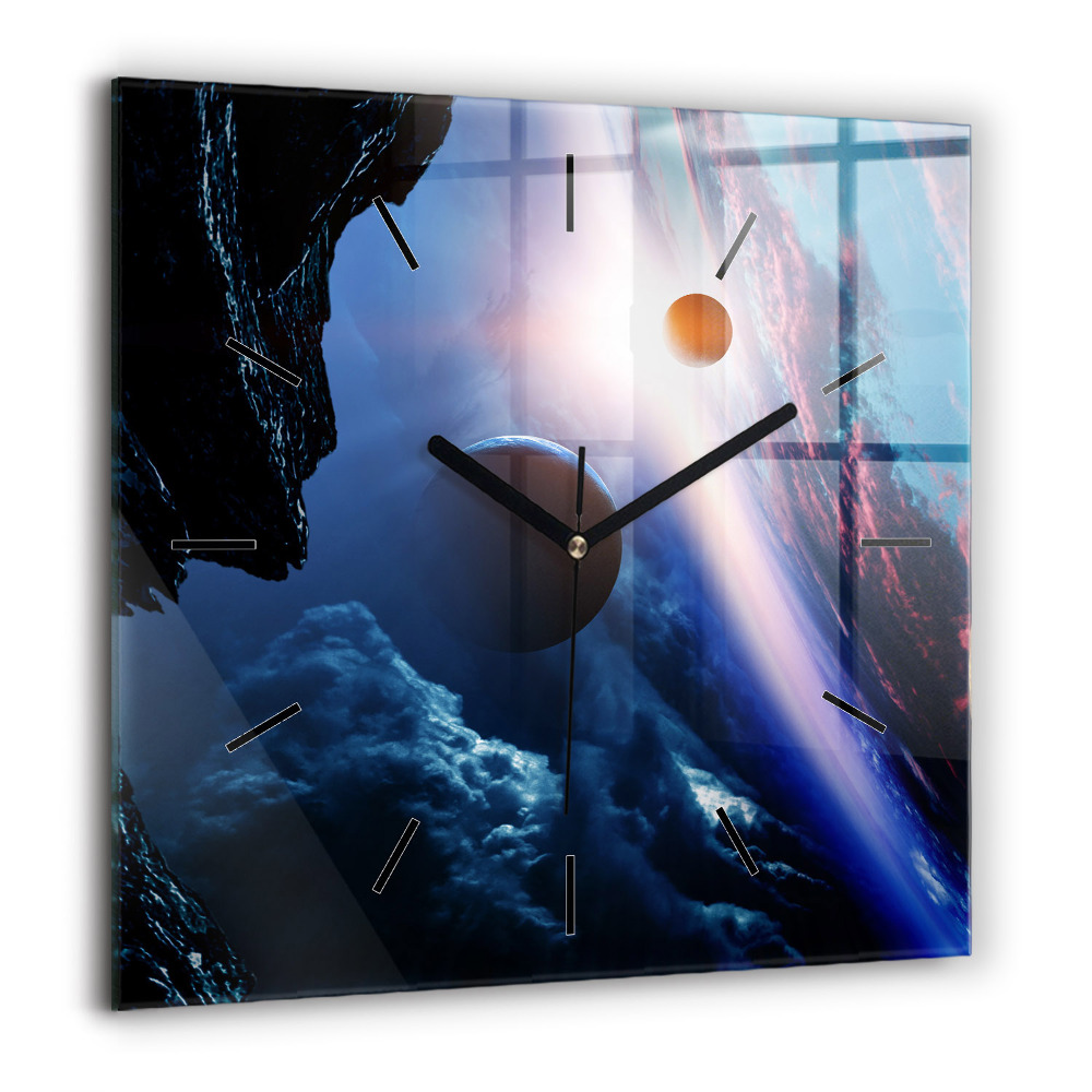 Horloge murale carrée 60x60 cm Grande galaxie