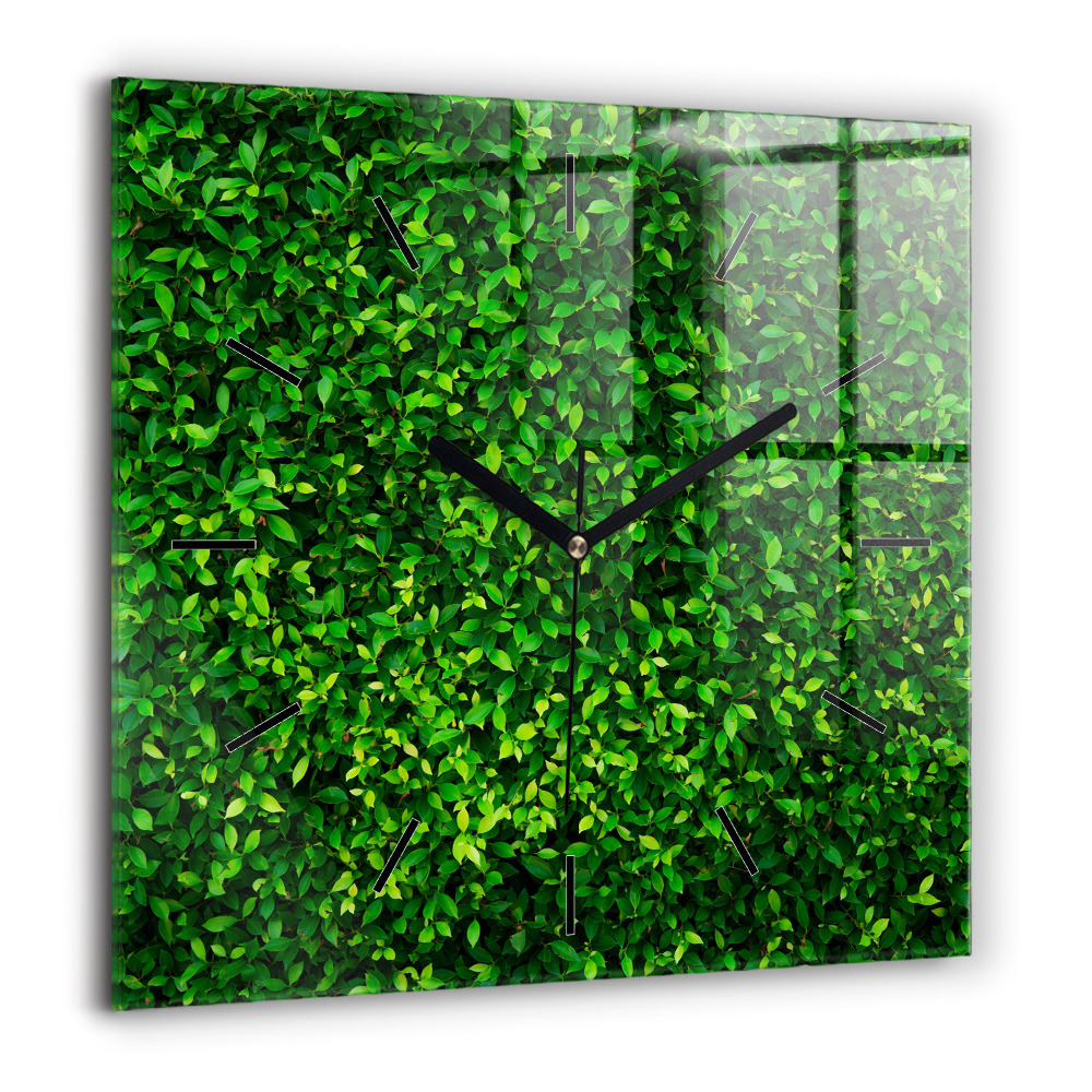 Horloge murale carrée 60x60 cm Feuilles de haie