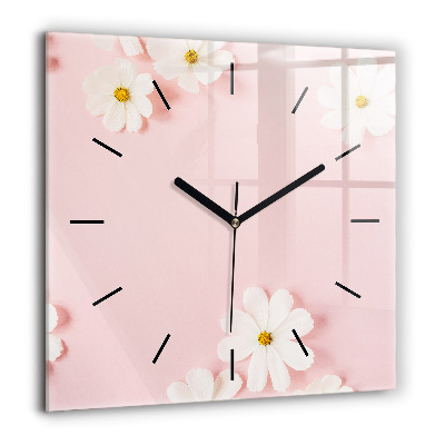 Horloge murale carrée 60x60 cm Fleurs de marguerite