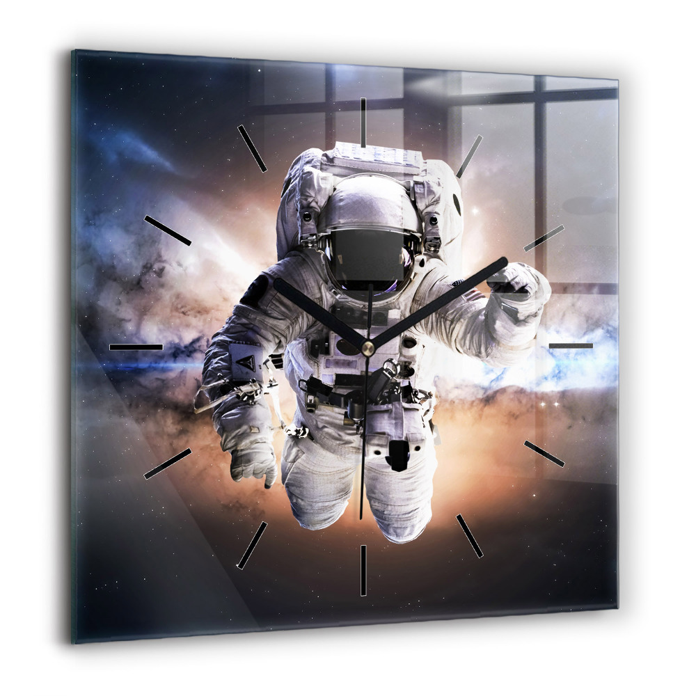 Pendule carrée en verre 60x60 cm Astronaute dans l'espace
