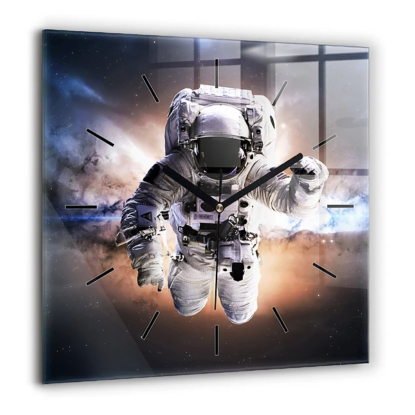 Pendule carrée en verre 60x60 cm Astronaute dans l'espace