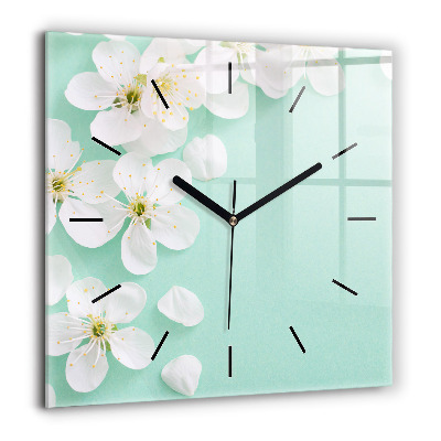 Horloge murale carrée 60x60 cm Fleurs de pommier