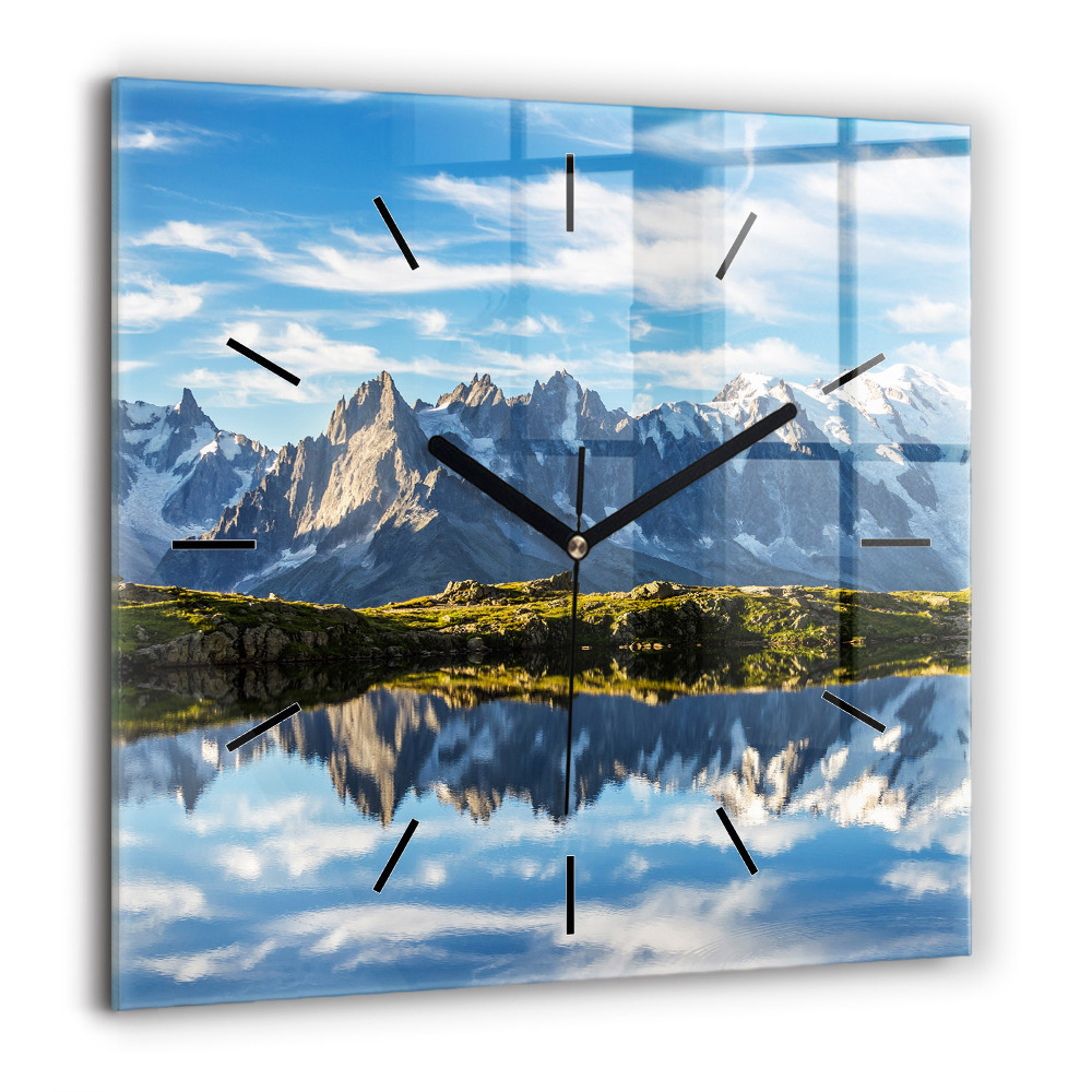 Horloge murale carrée 60x60 cm Vallée de Chamonix, Alpes françaises