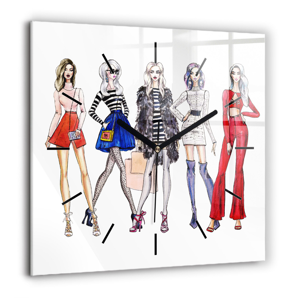 Horloge murale carrée 60x60 cm Filles à la mode