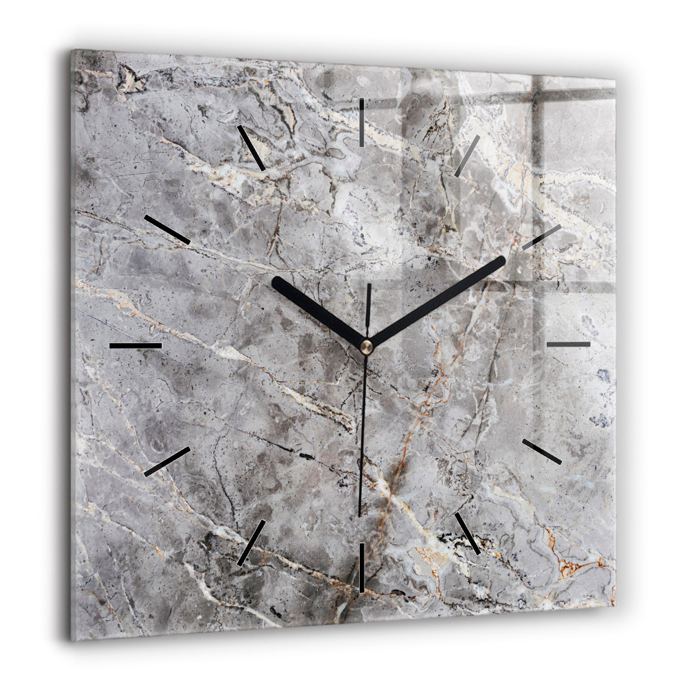 Horloge murale carrée 60x60 cm Marbre de granit gris
