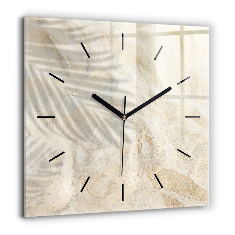 Horloge murale carrée 60x60 cm Sable à l'ombre des palmiers