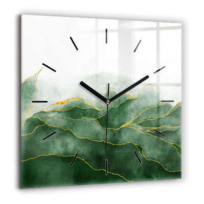 Pendule carrée en verre 60x60 cm Feuilles abstraites