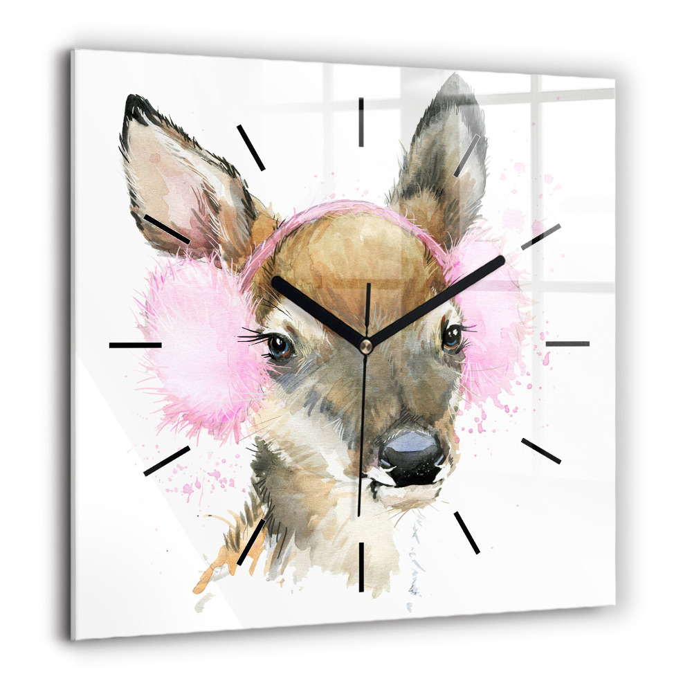 Horloge carrée en verre 60x60 cm Cerf de la forêt