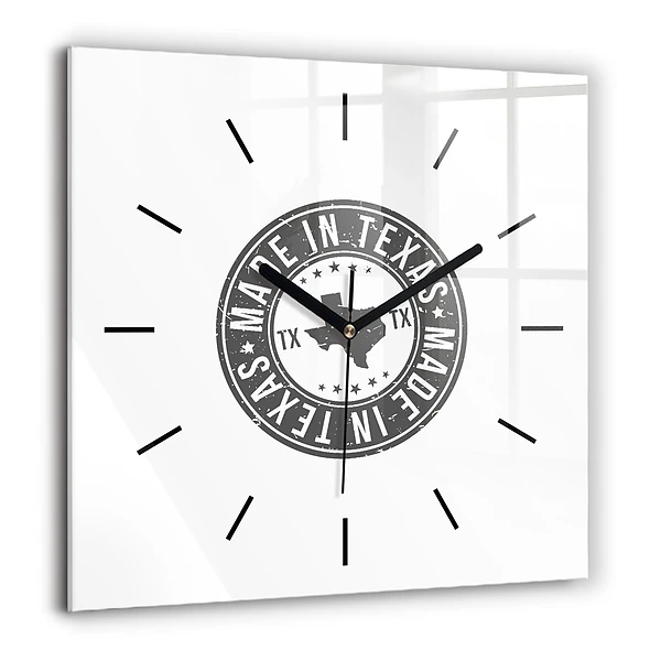 Horloge murale carrée 60x60 cm Timbre du Texas