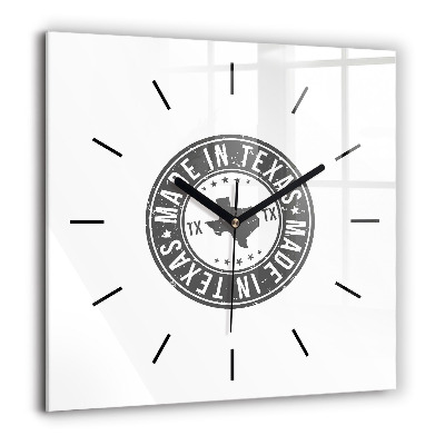 Horloge murale carrée 60x60 cm Timbre du Texas