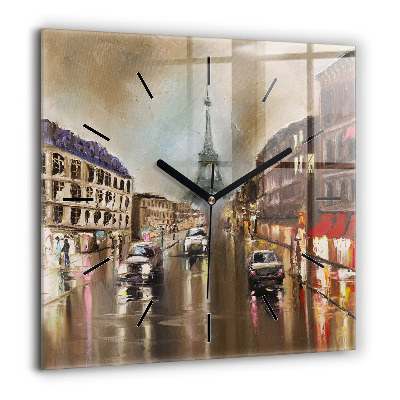 Horloge carrée en verre 60x60 cm Architecture de la ville de Paris