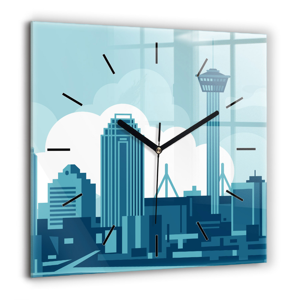 Horloge murale carrée 60x60 cm Architecture aux États-Unis