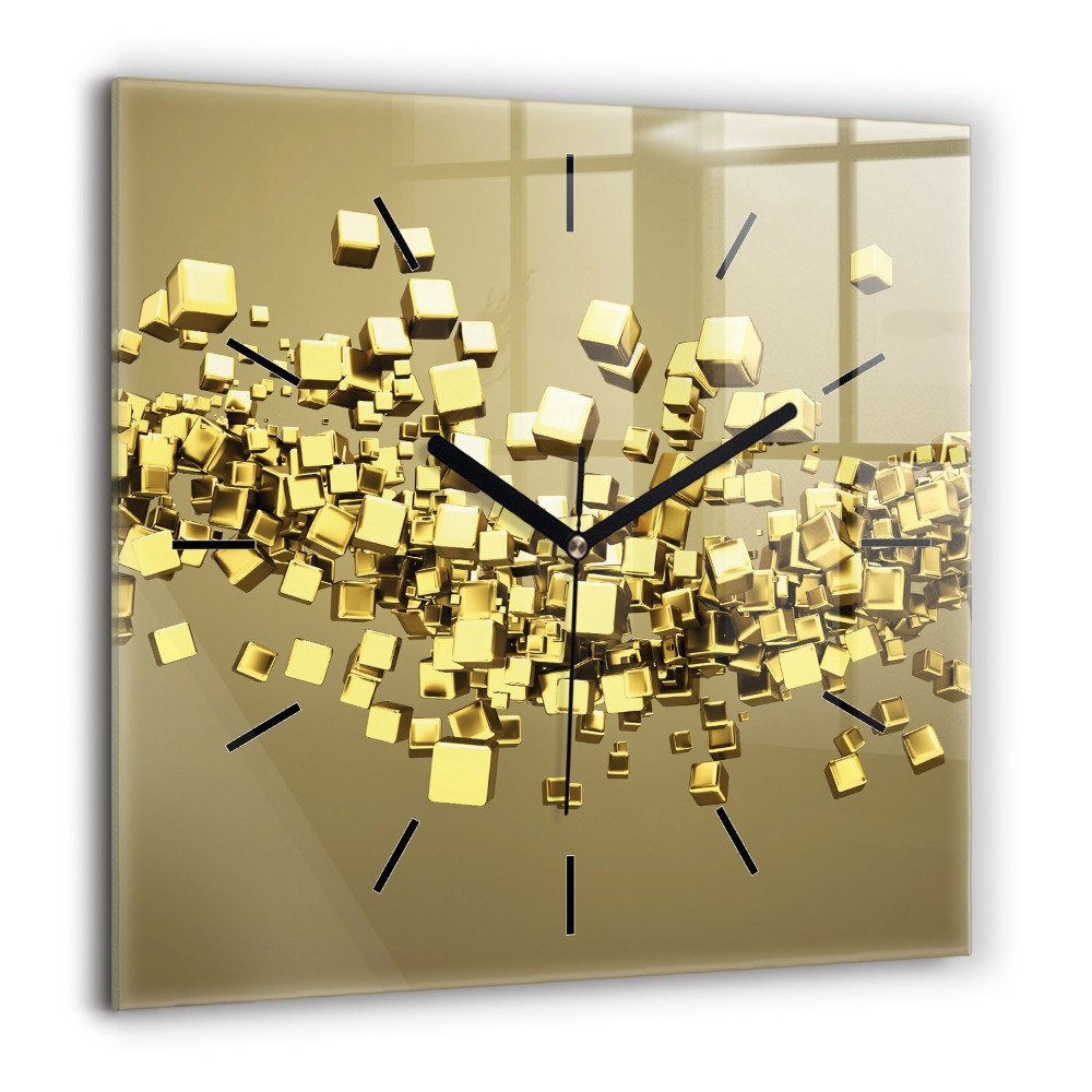 Horloge murale carrée 60x60 cm Carrés dorés