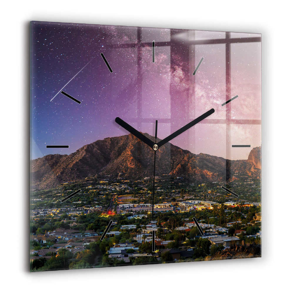 Horloge murale carrée 60x60 cm Paysage de montagne