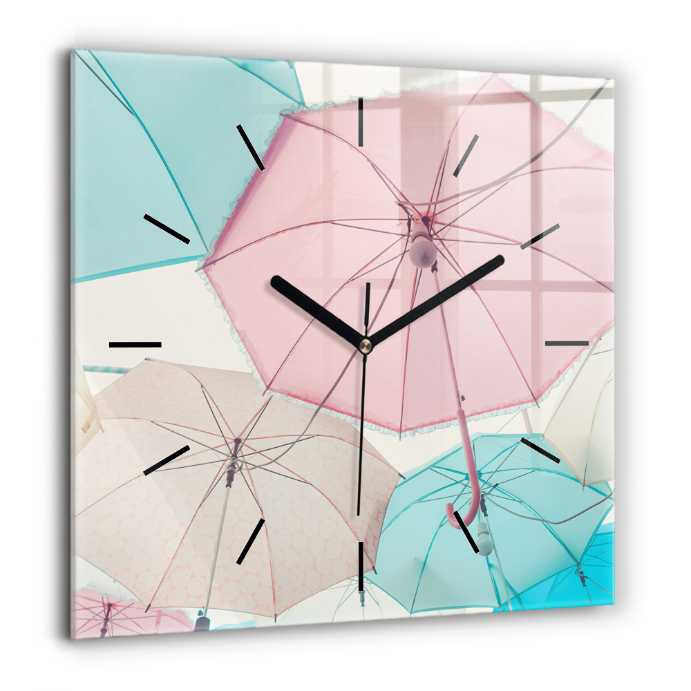 Horloge murale carrée 60x60 cm Parapluies pastel