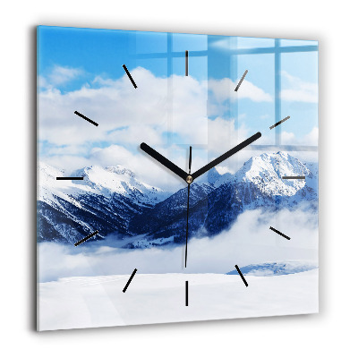 Horloge murale carrée 60x60 cm Panorama de montagnes
