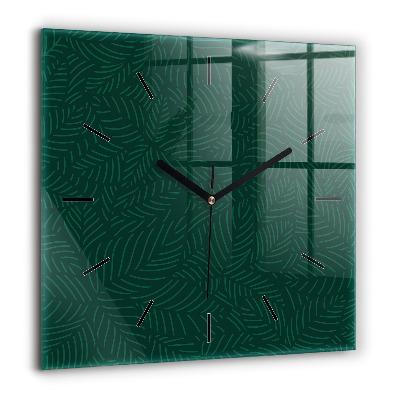Horloge carrée en verre 60x60 cm Motif de feuilles