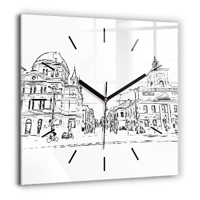 Pendule carrée en verre 60x60 cm Illustration de la ville de Poznan