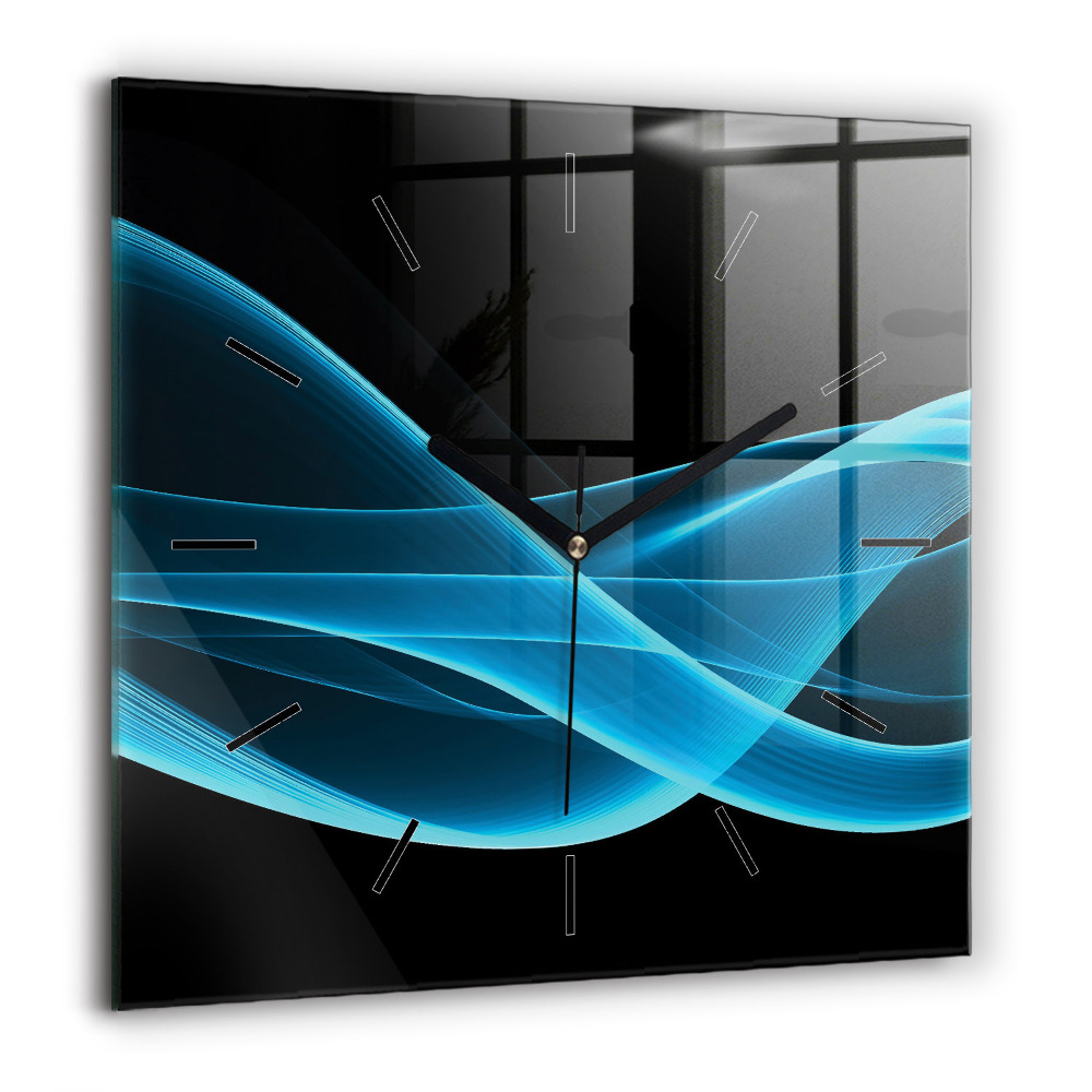 Horloge murale carrée 60x60 cm Abstraction bleue