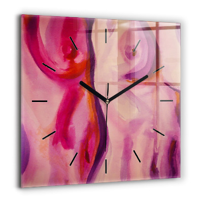 Horloge carrée en verre 60x60 cm Peinture de femmes