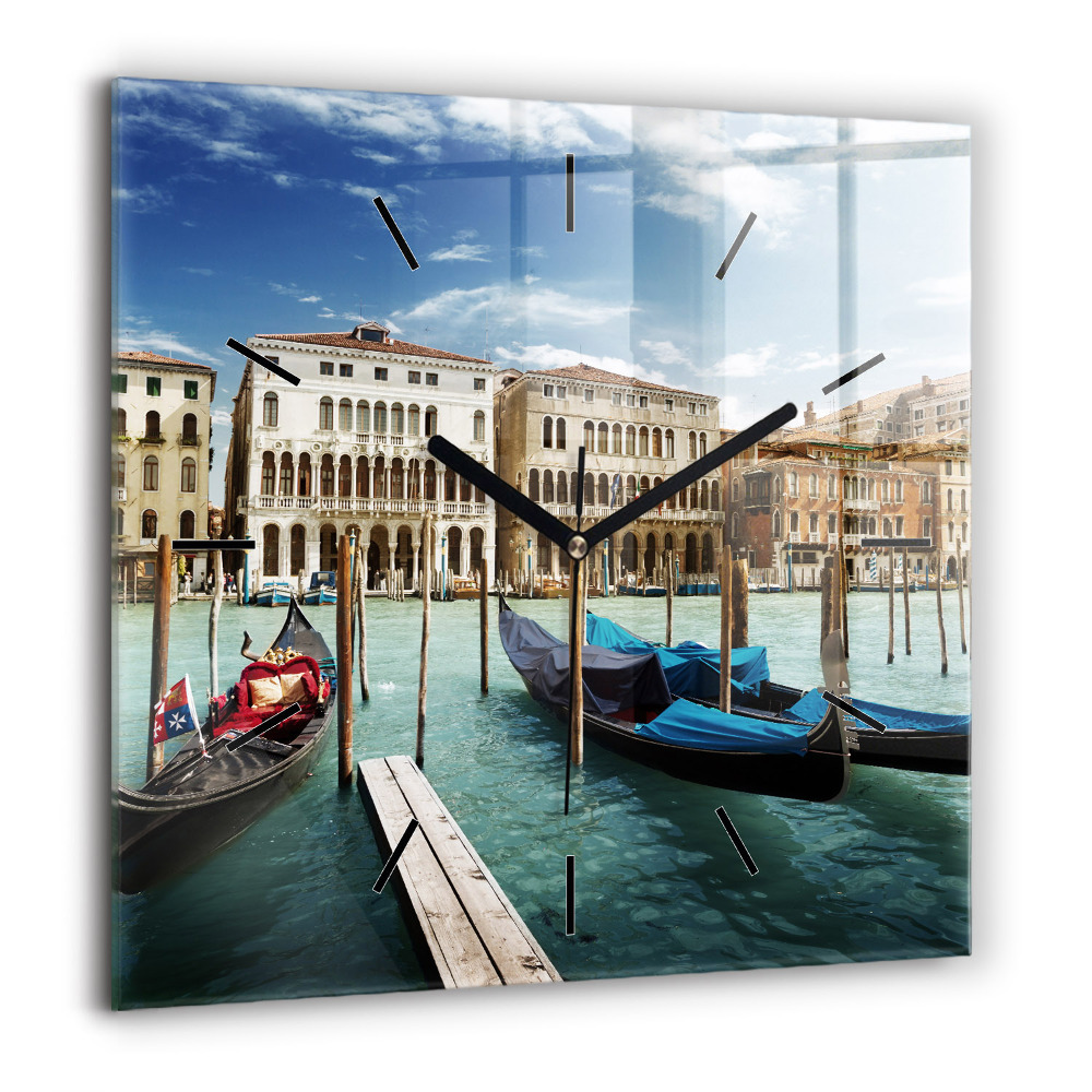 Horloge murale carrée 60x60 cm Gondoles Venise Italie