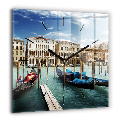 Horloge murale carrée 60x60 cm Gondoles Venise Italie