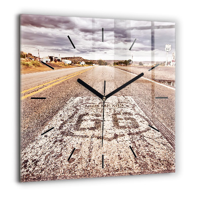 Horloge carrée en verre 60x60 cm Route 66 USA