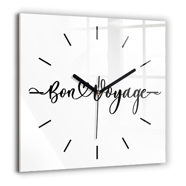 Horloge murale carrée 60x60 cm Inscription Bon voyage